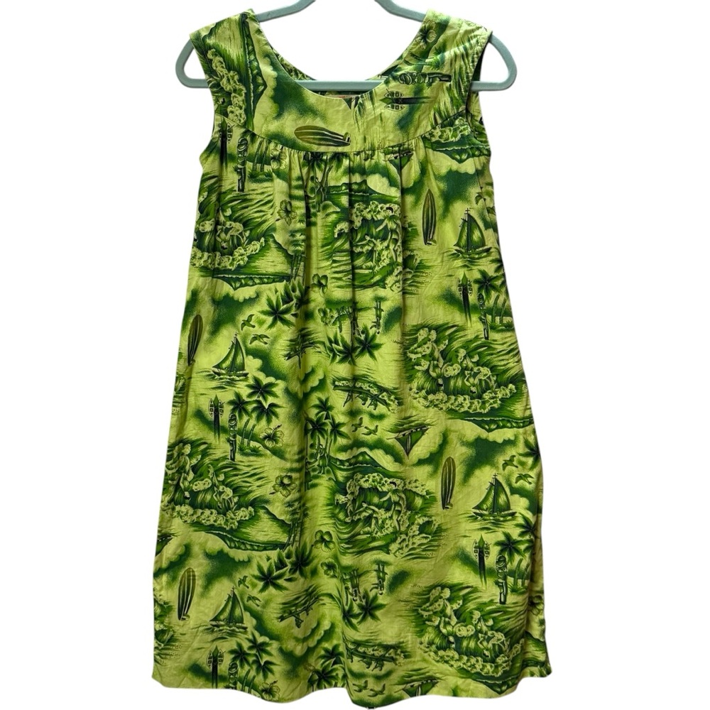 Vintage Ui-Maikai Green Aloha Dress
